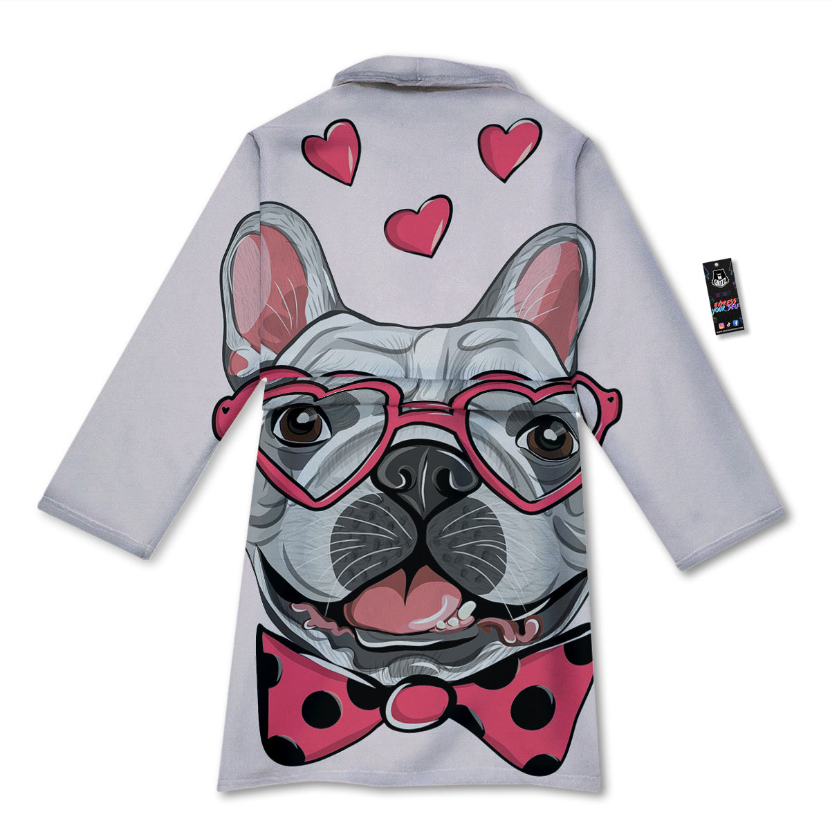 Pug With Glasses Cute Print Cute Bathrobe-grizzshop