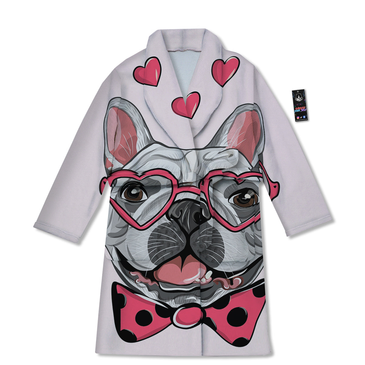 Pug With Glasses Cute Print Cute Bathrobe-grizzshop