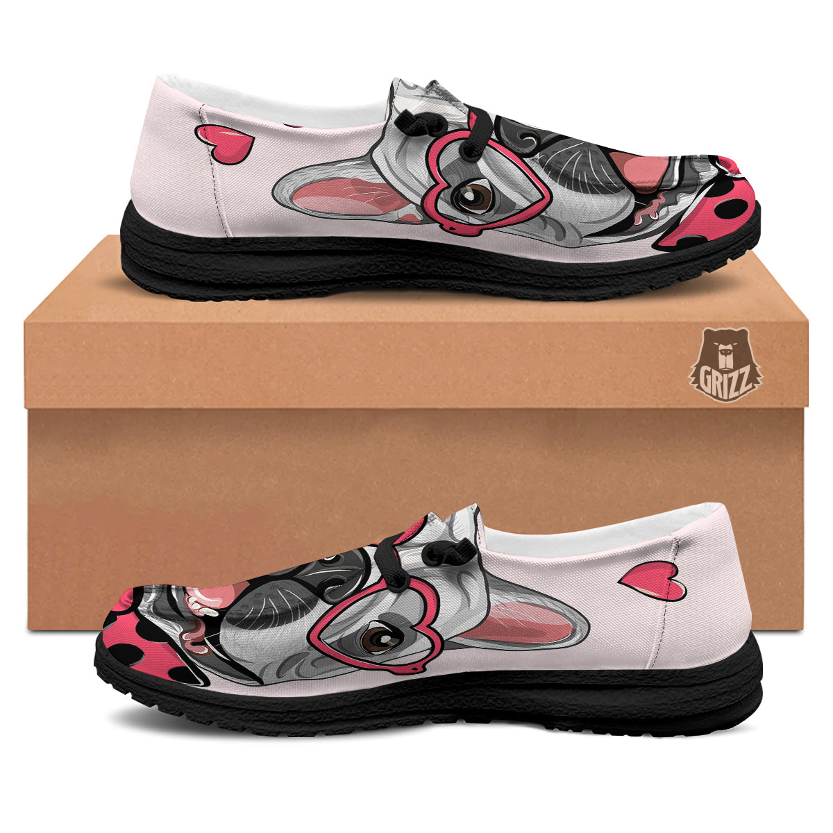 Pug With Glasses Cute Print Cute Black Loafers-grizzshop