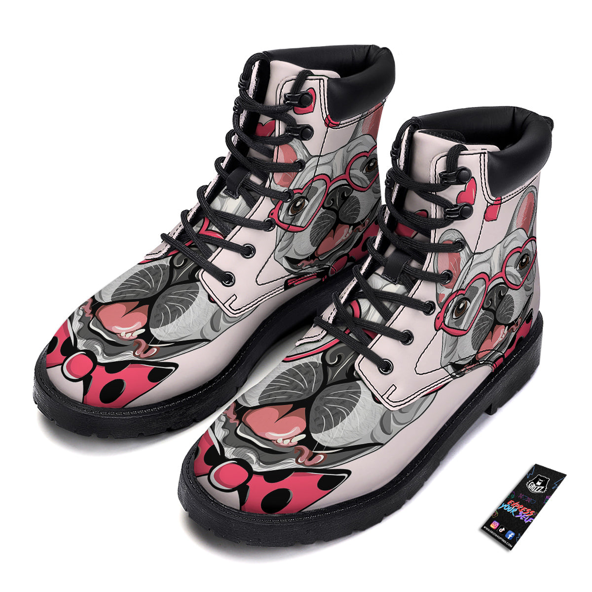 Pug With Glasses Cute Print Cute Boots-grizzshop