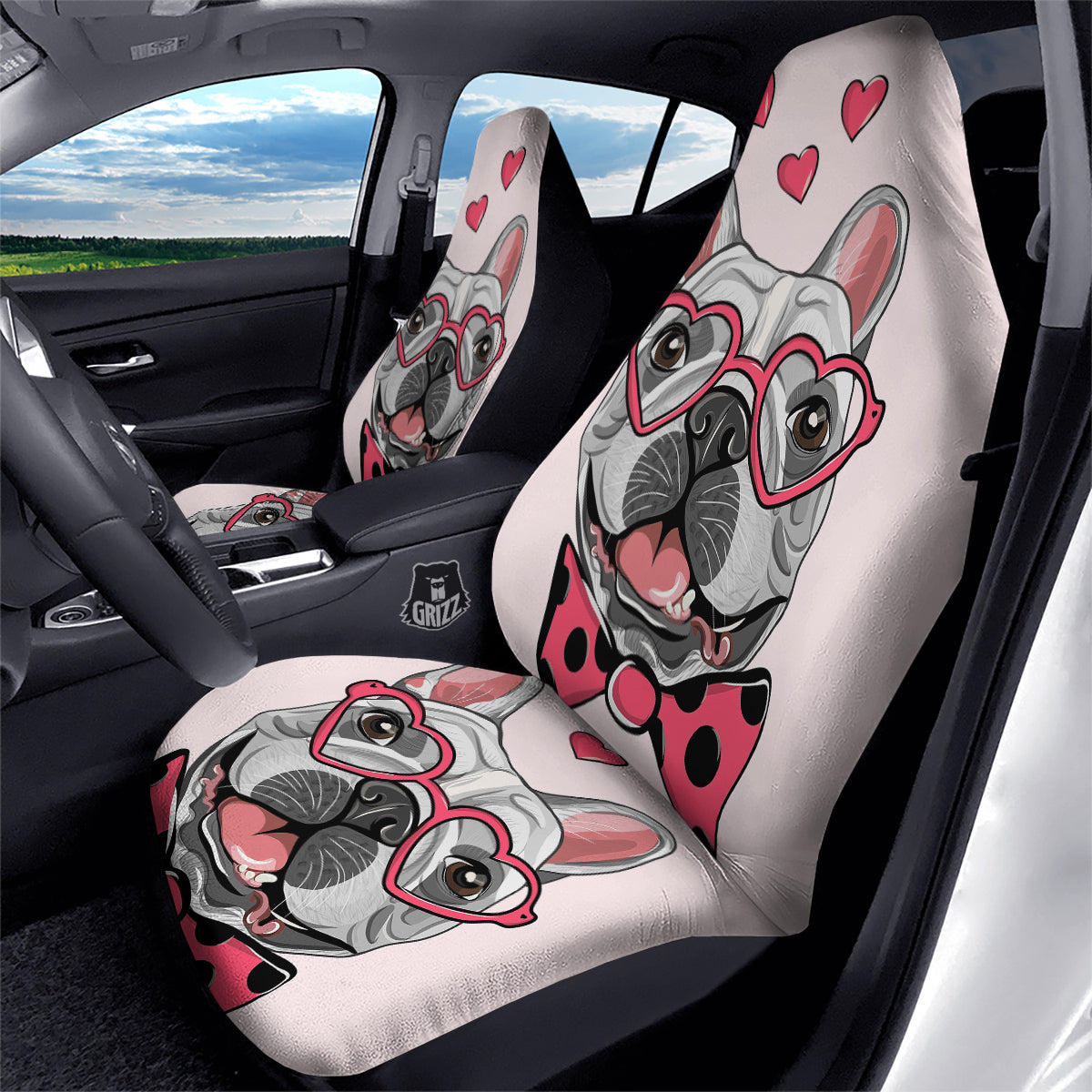 Pug With Glasses Cute Print Cute Car Seat Covers-grizzshop