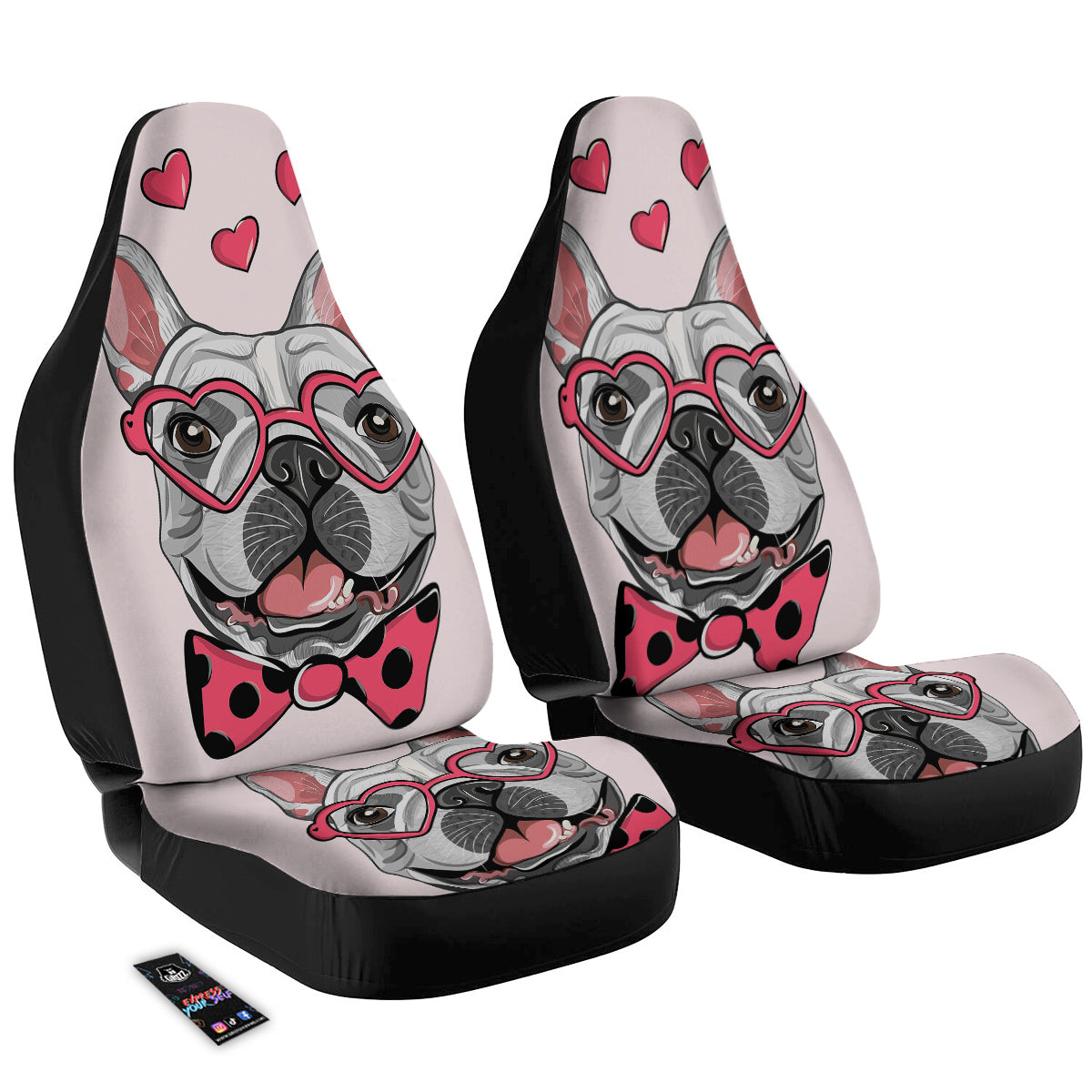 Pug With Glasses Cute Print Cute Car Seat Covers-grizzshop