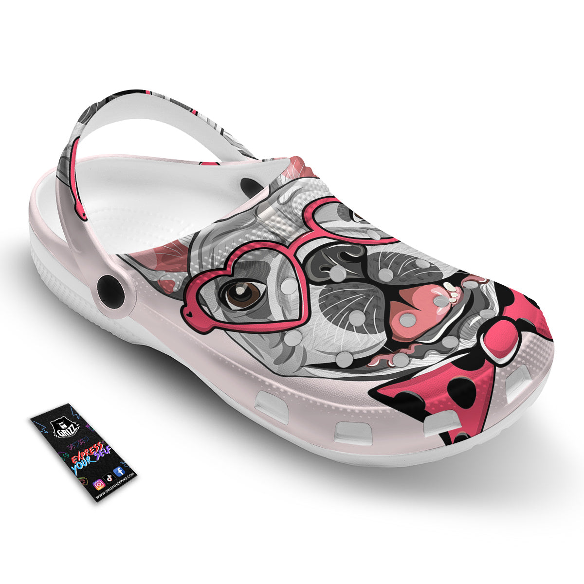 Pug With Glasses Cute Print Cute Clog-grizzshop