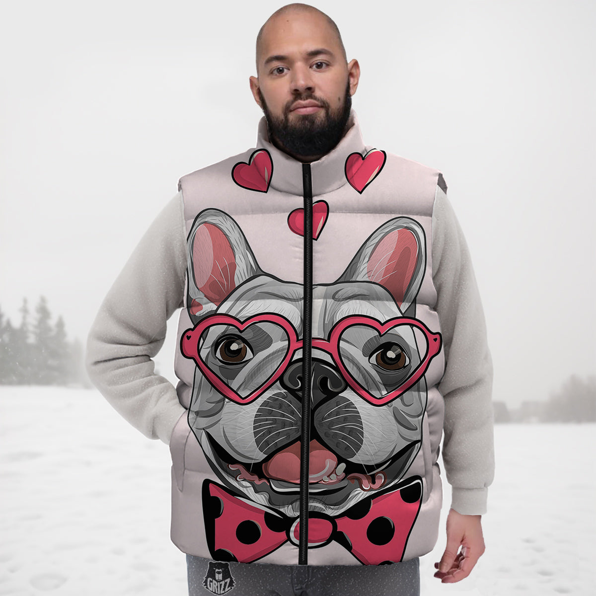 Pug With Glasses Cute Print Cute Down Vest