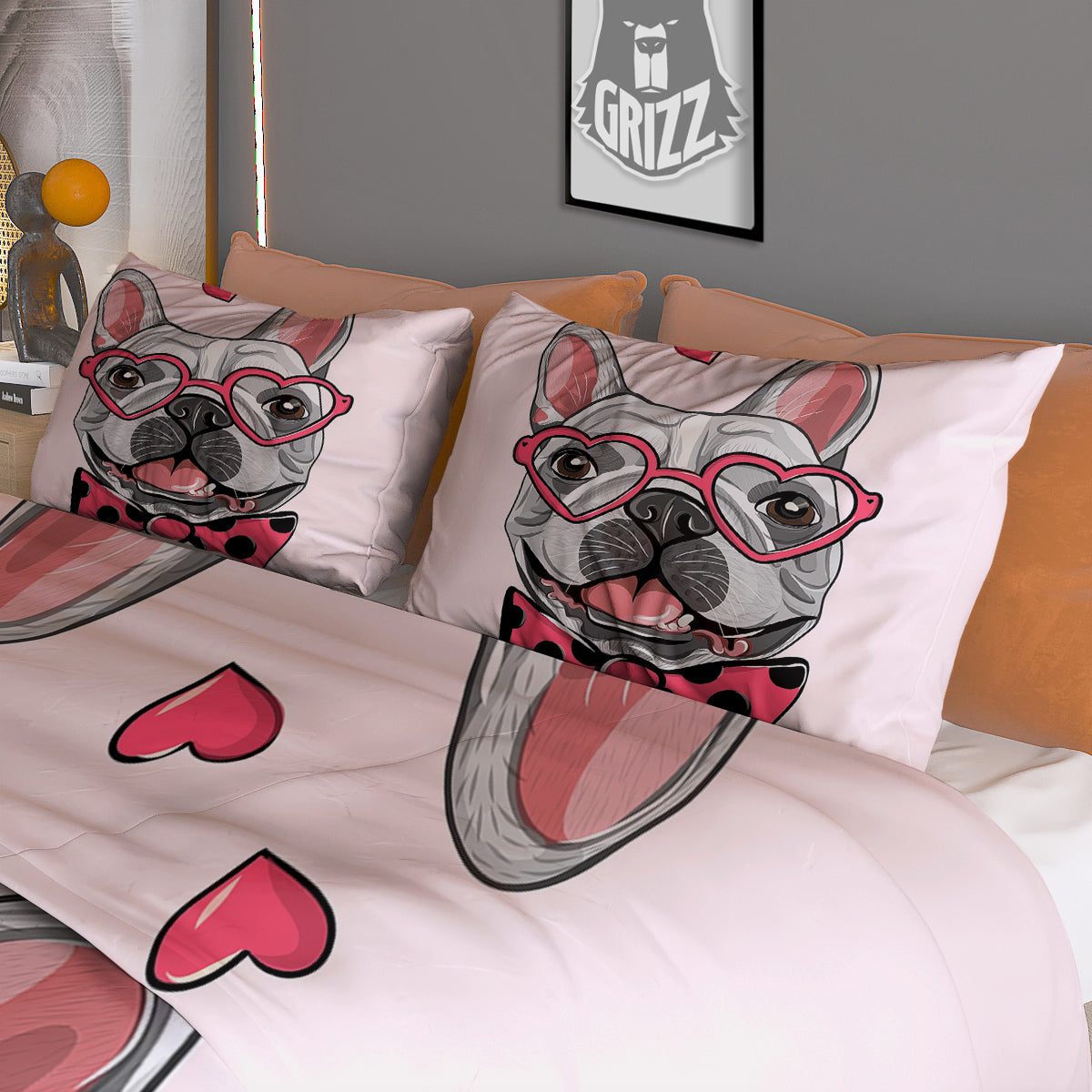 Pug With Glasses Cute Print Cute Duvet Cover Bedding Set