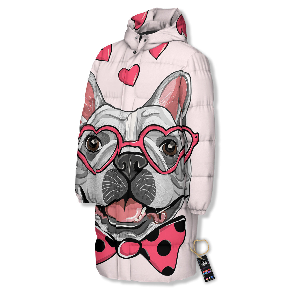 Pug With Glasses Cute Print Cute Long Down Jacket-grizzshop