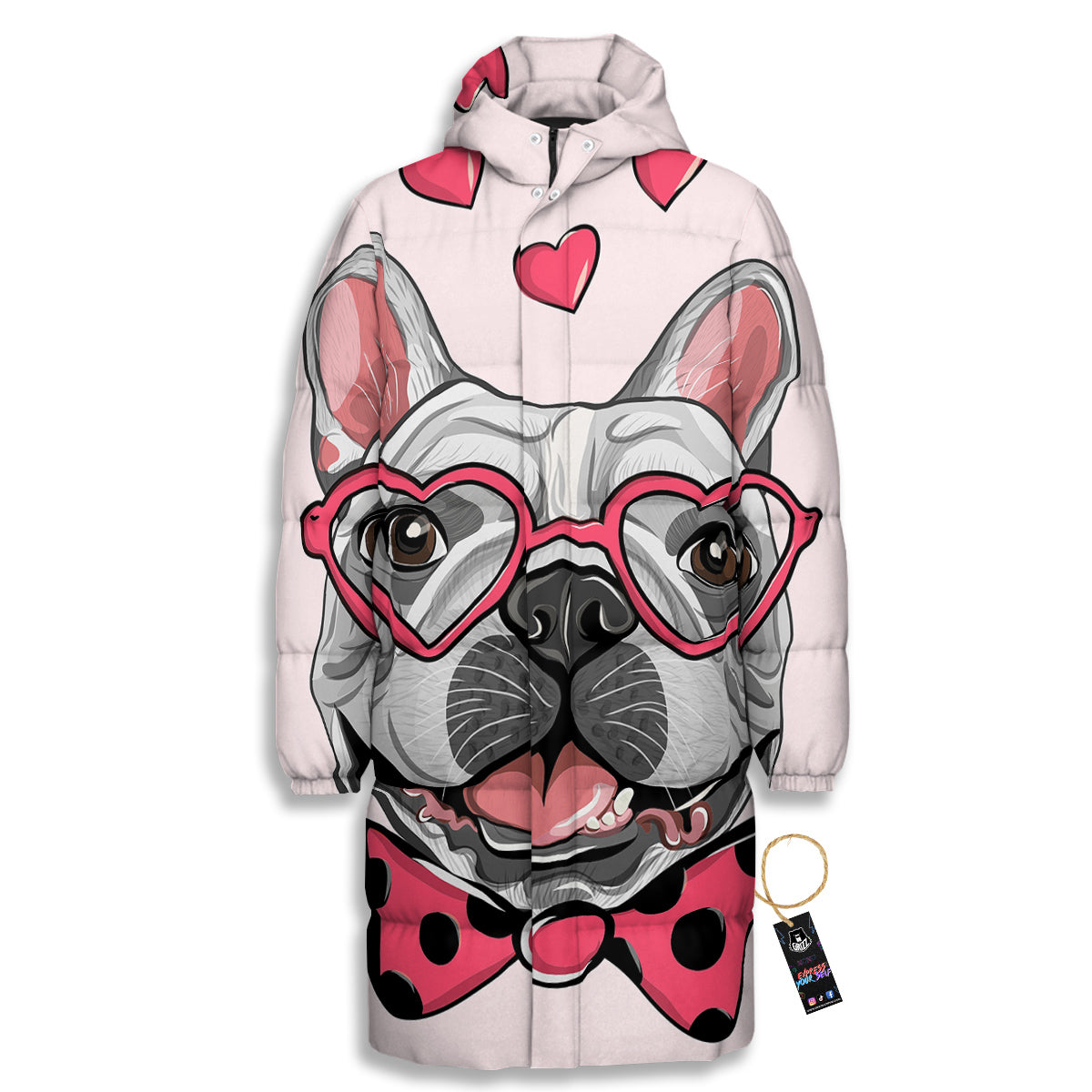Pug With Glasses Cute Print Cute Long Down Jacket-grizzshop