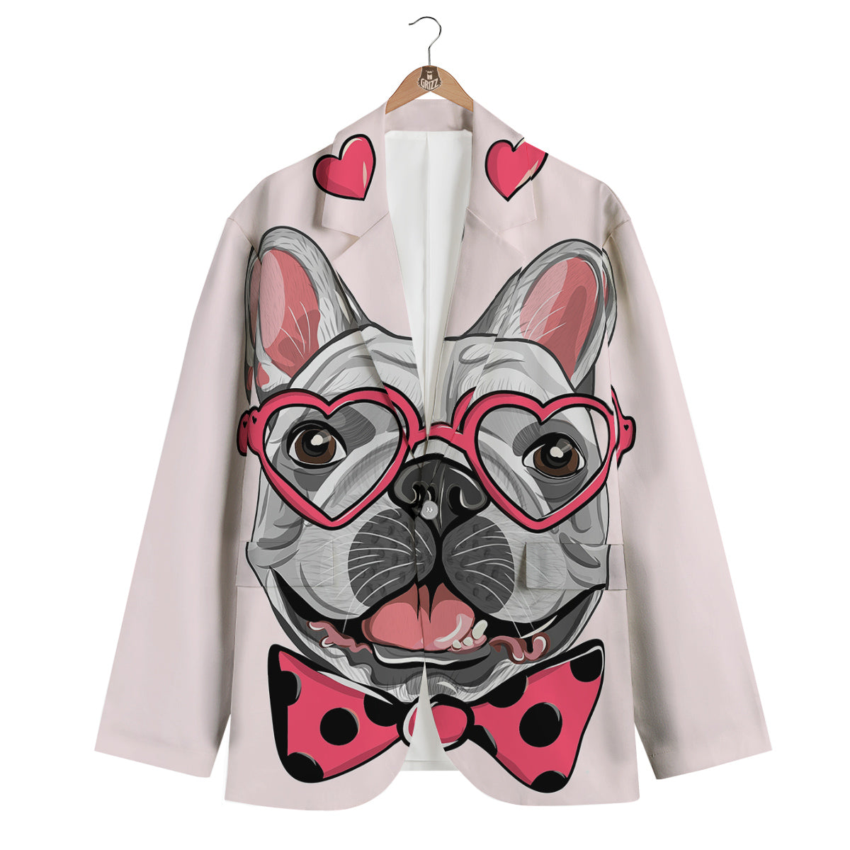 Pug With Glasses Cute Print Cute Men's Blazer-grizzshop