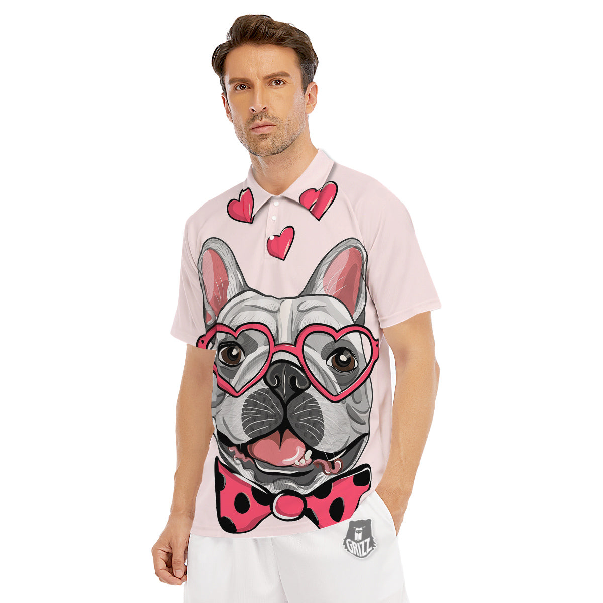 Pug With Glasses Cute Print Cute Men's Golf Shirts-grizzshop