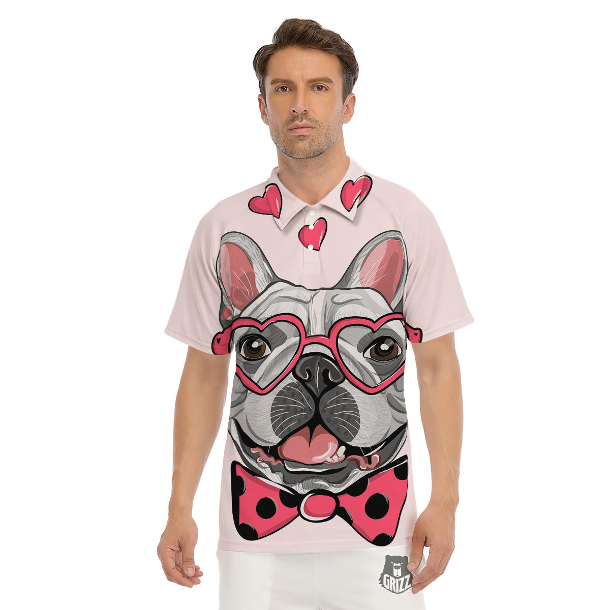 Pug With Glasses Cute Print Cute Men's Golf Shirts-grizzshop