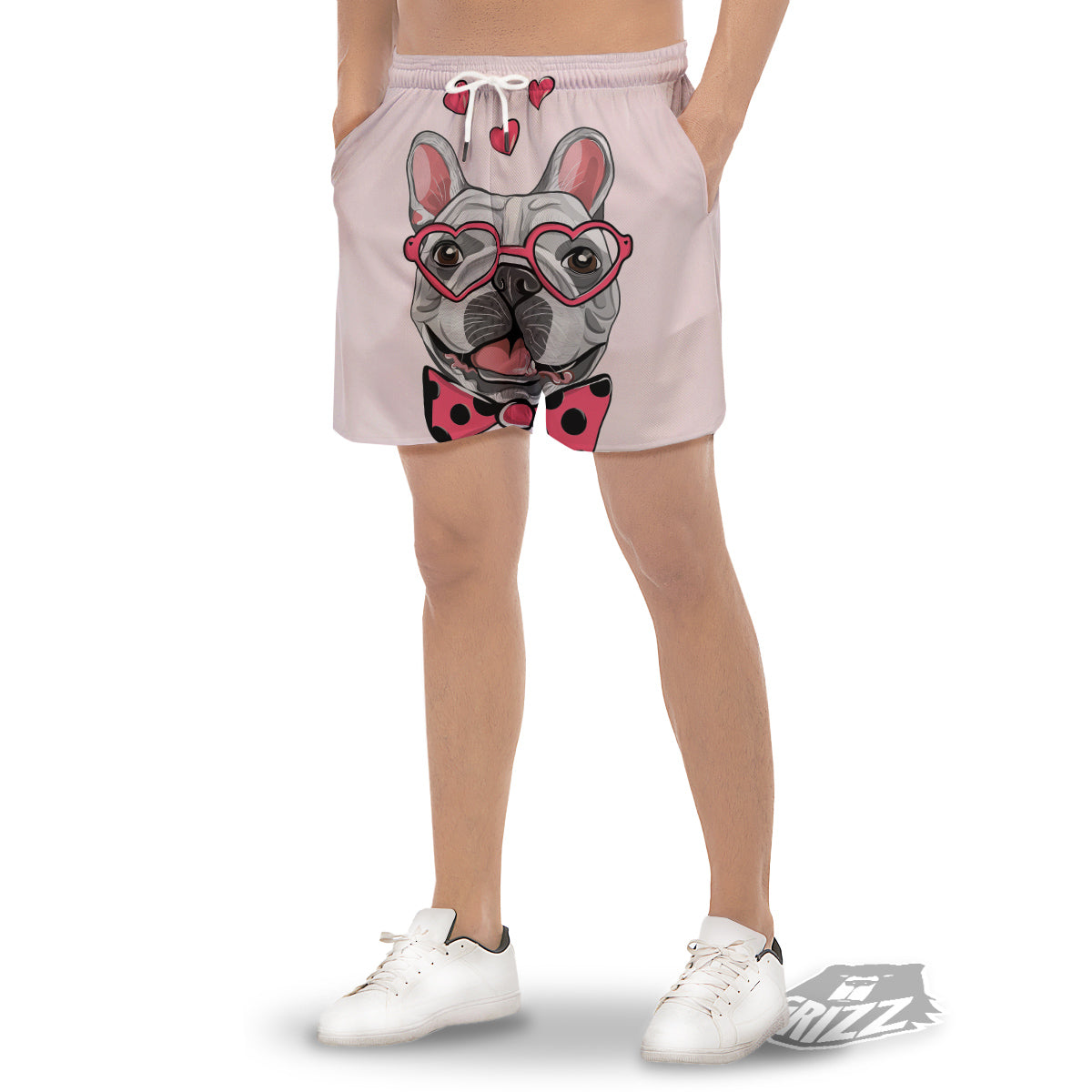 Pug With Glasses Cute Print Cute Men's Gym Shorts-grizzshop