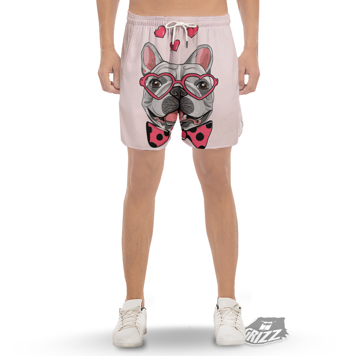 Pug With Glasses Cute Print Cute Men's Gym Shorts-grizzshop