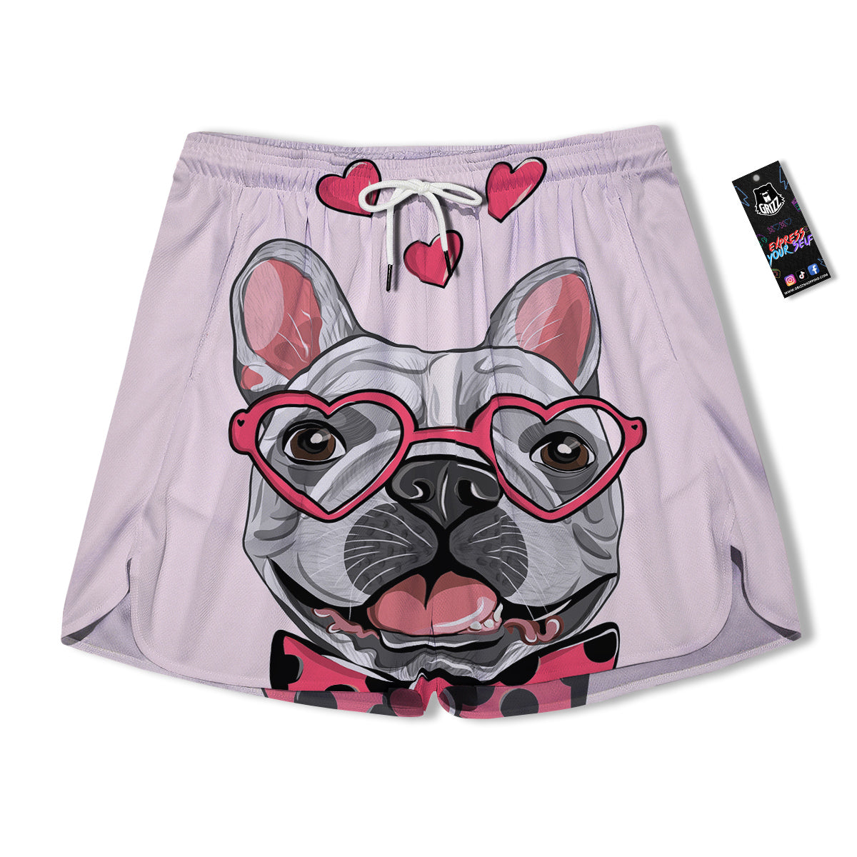 Pug With Glasses Cute Print Cute Men's Running Shorts-grizzshop