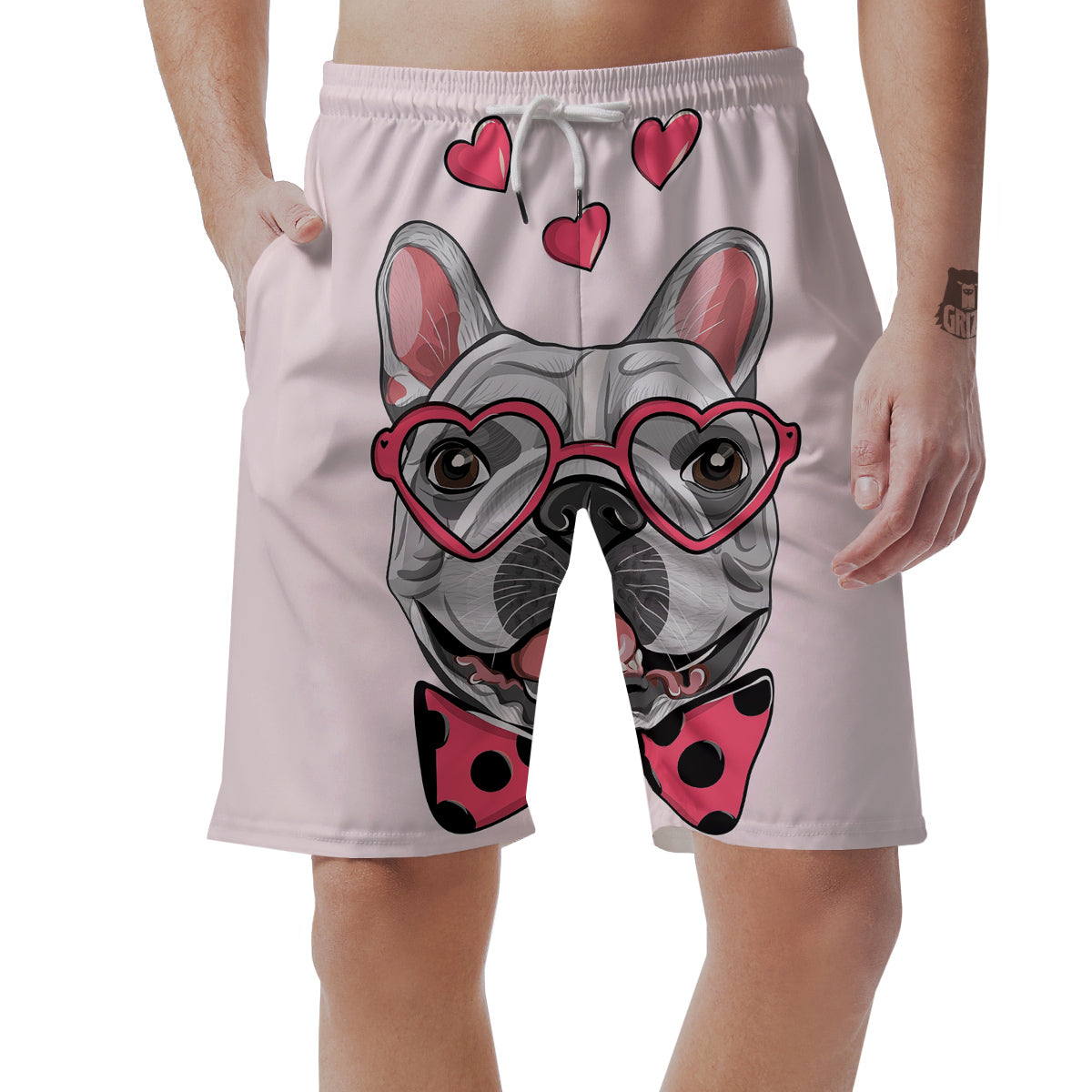 Pug With Glasses Cute Print Cute Men's Shorts-grizzshop