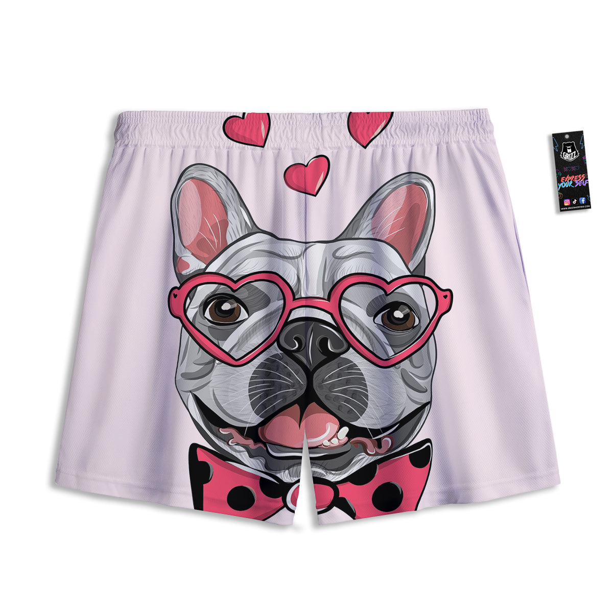 Pug With Glasses Cute Print Cute Mesh Shorts