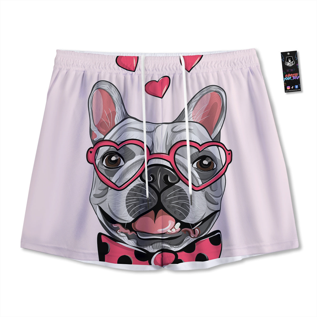 Pug With Glasses Cute Print Cute Mesh Shorts