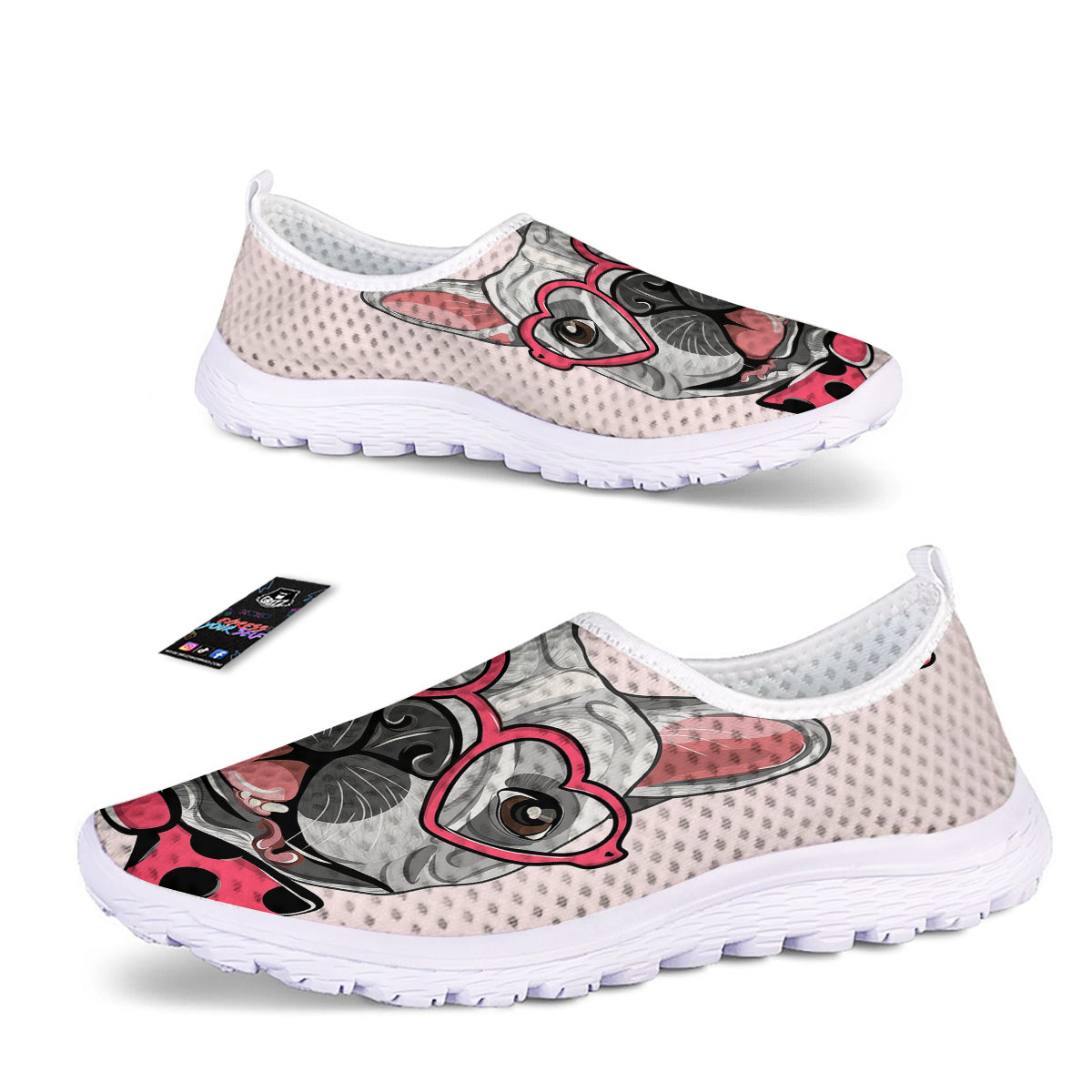 Pug With Glasses Cute Print Cute Nurse Shoes-grizzshop