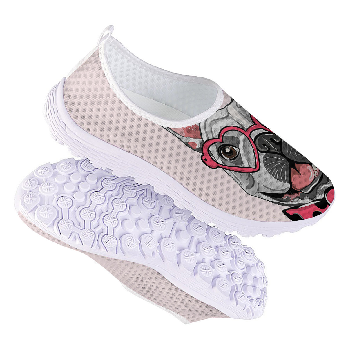 Pug With Glasses Cute Print Cute Nurse Shoes-grizzshop