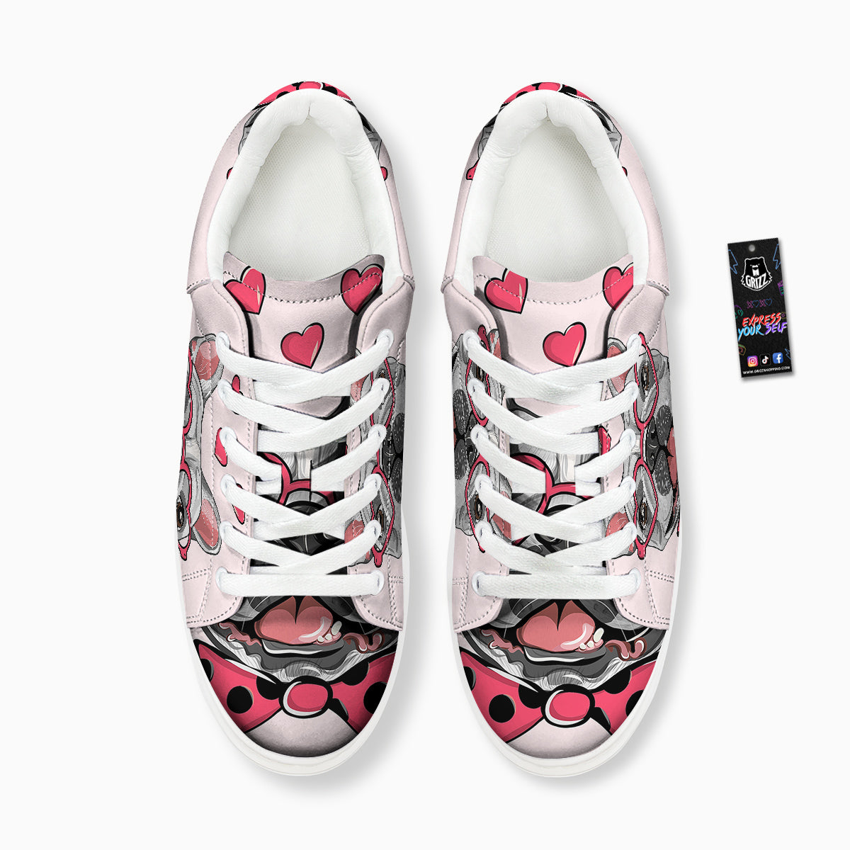 Pug With Glasses Cute Print Cute Platform Shoes-grizzshop