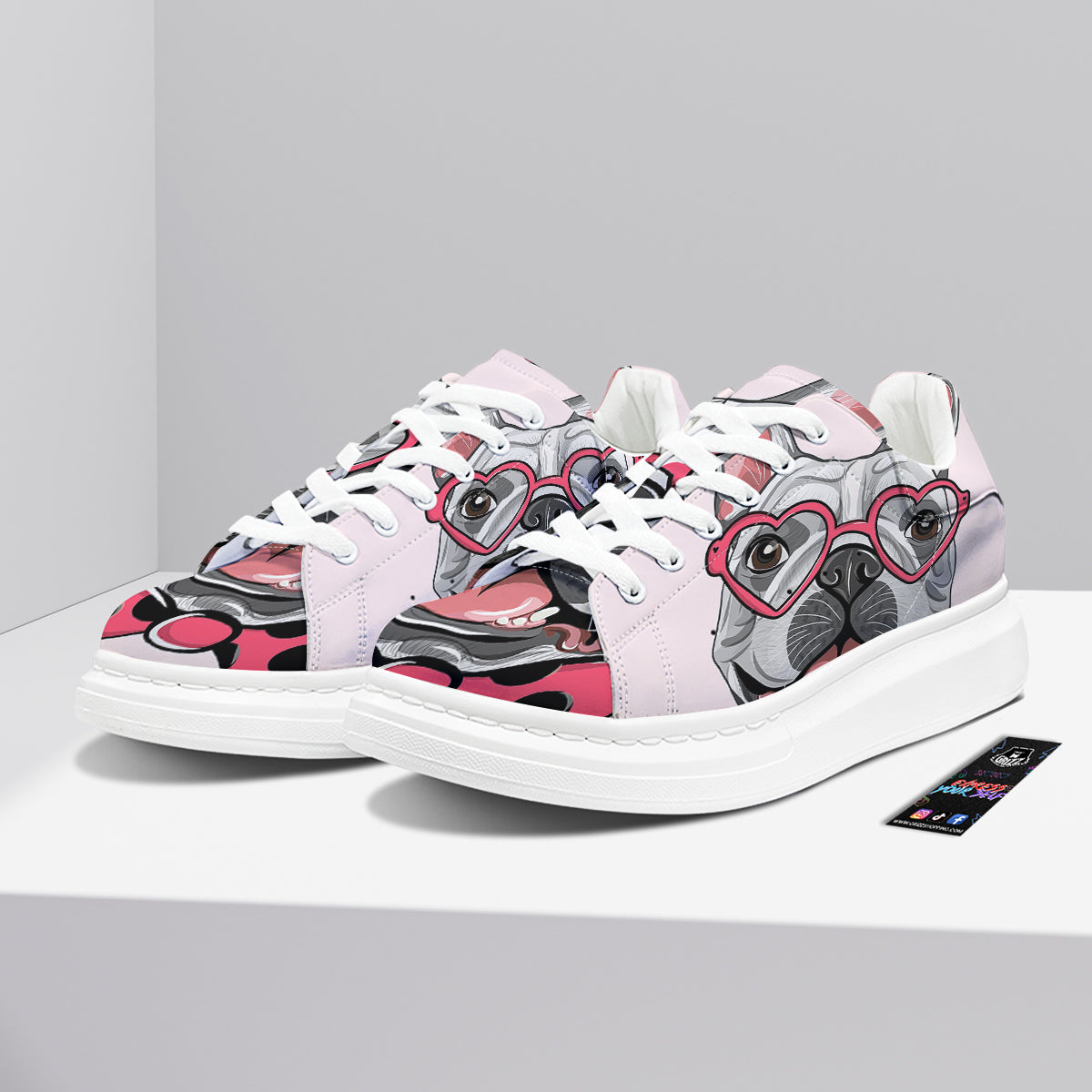Pug With Glasses Cute Print Cute Platform Shoes-grizzshop