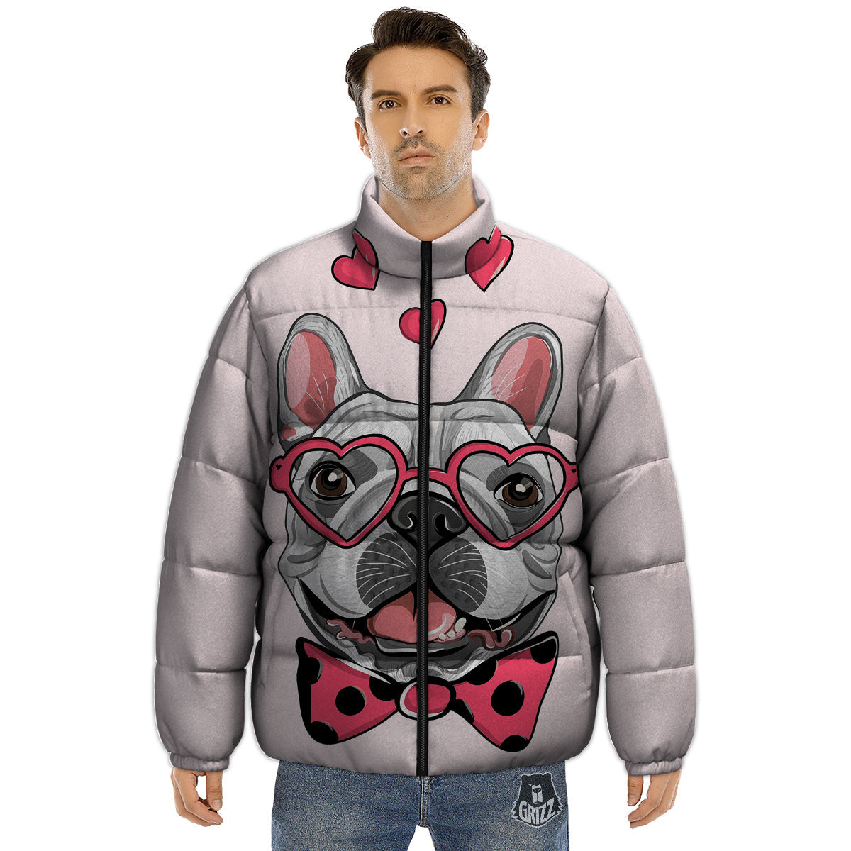 Pug With Glasses Cute Print Cute Puffer Jacket-grizzshop
