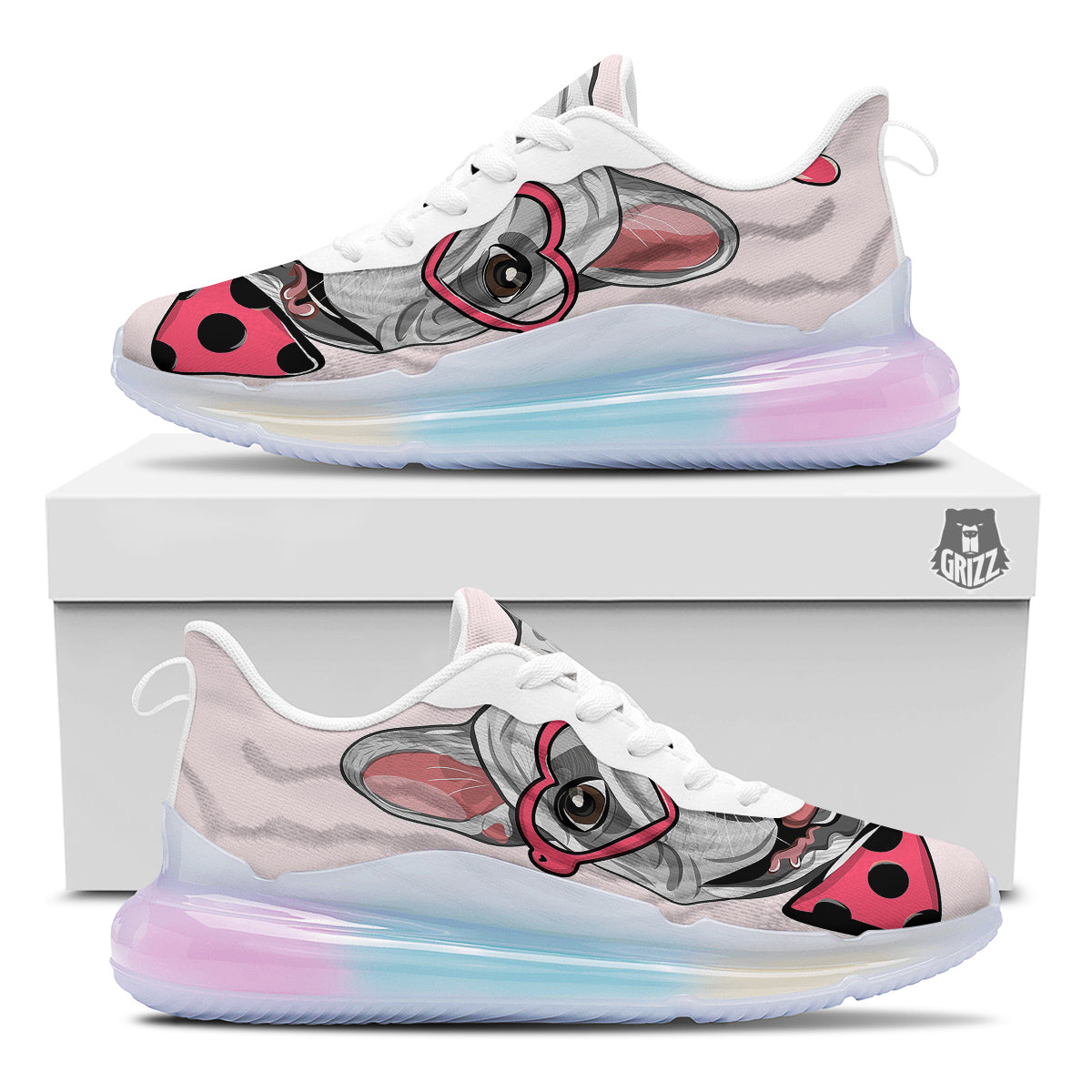 Pug With Glasses Cute Print Cute Running Sneakers-grizzshop