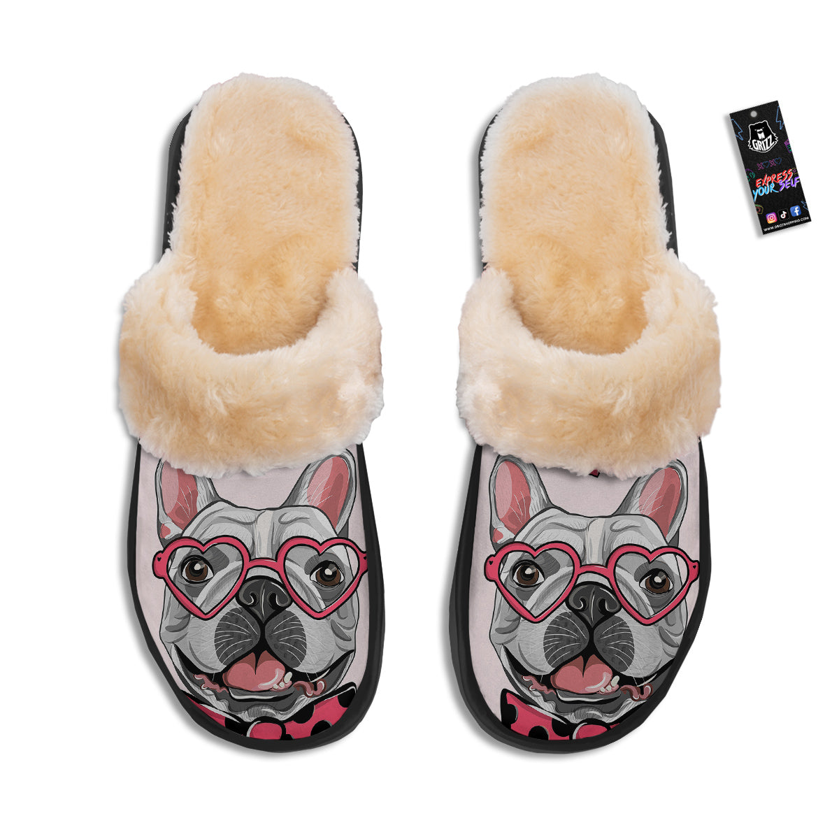 Pug With Glasses Cute Print Cute Slippers-grizzshop