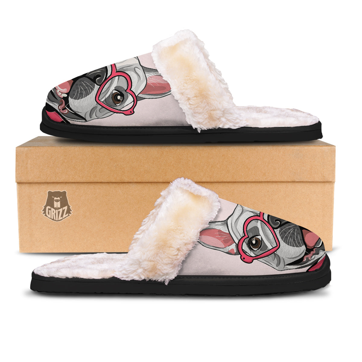 Pug With Glasses Cute Print Cute Slippers-grizzshop