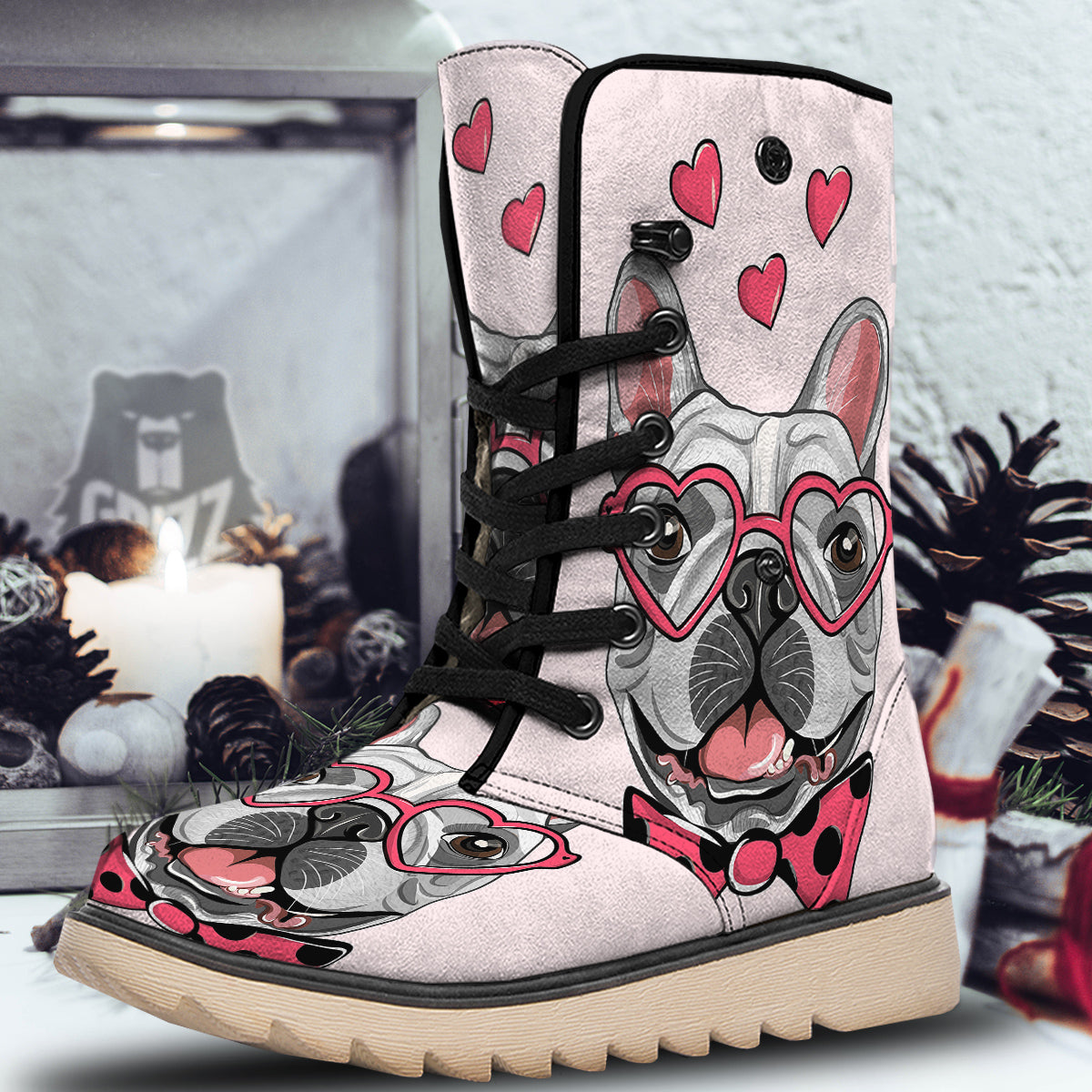 Pug With Glasses Cute Print Cute Snow Boots-grizzshop