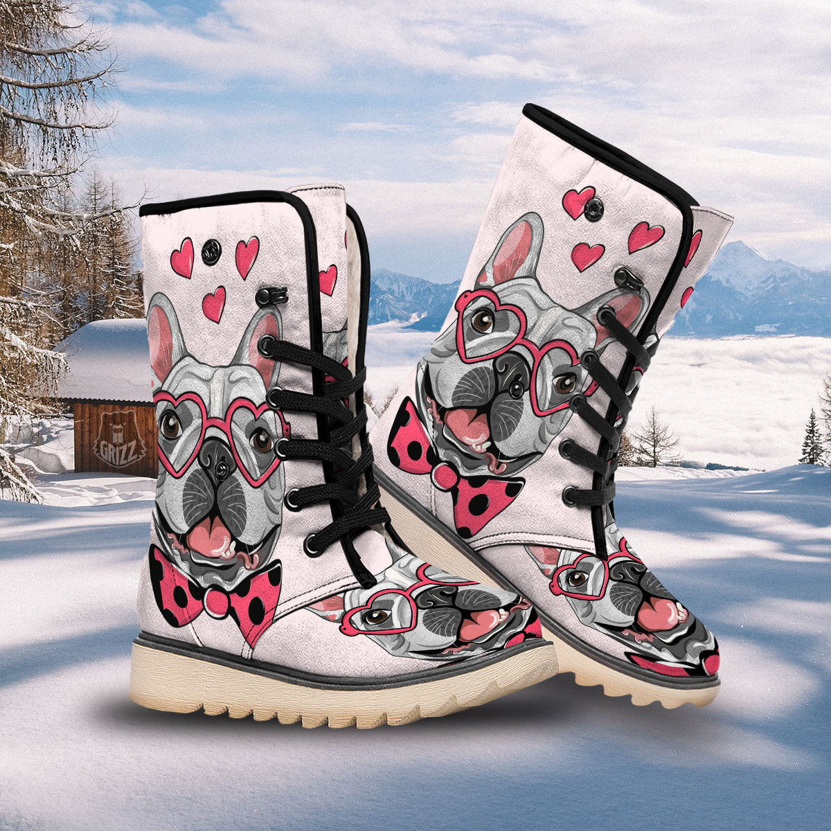 Pug With Glasses Cute Print Cute Snow Boots-grizzshop
