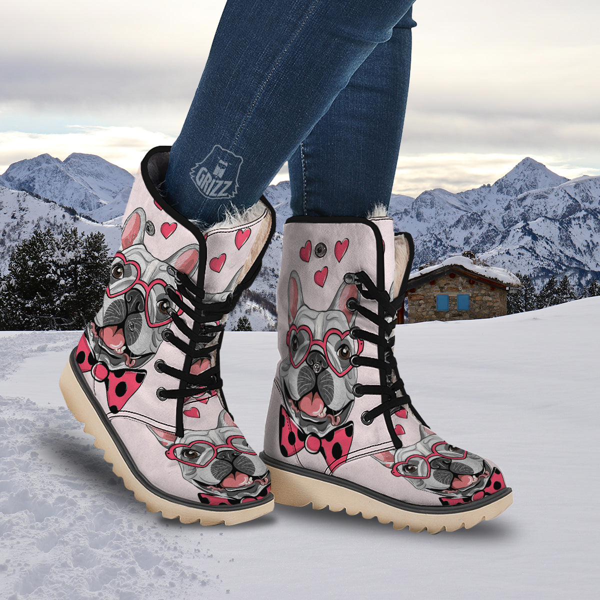 Pug With Glasses Cute Print Cute Snow Boots-grizzshop