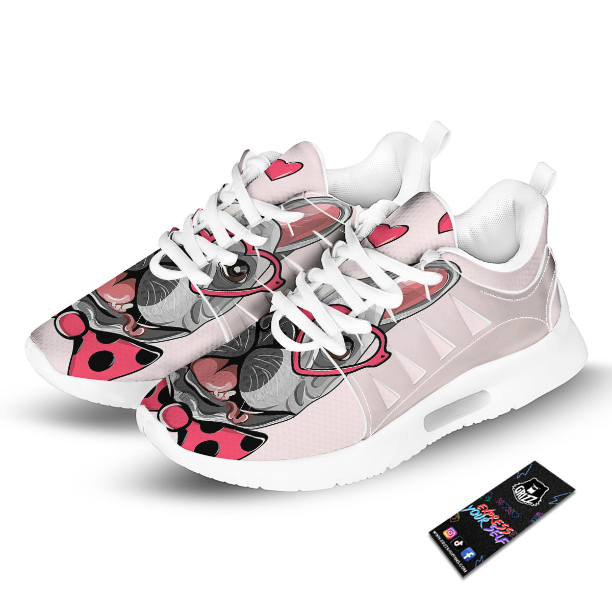 Pug With Glasses Cute Print Cute Tennis Shoes-grizzshop