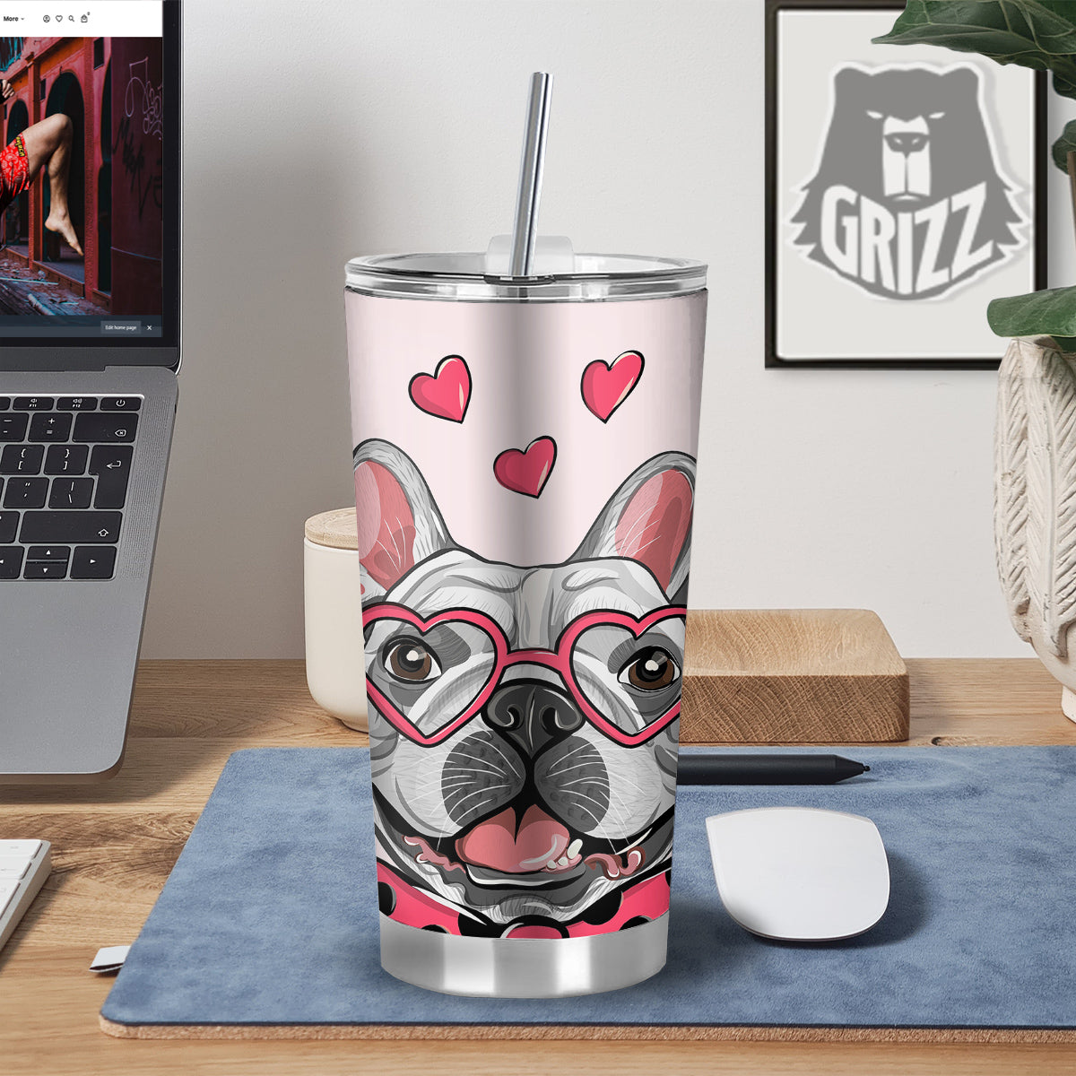 Pug With Glasses Cute Print Cute Tumbler-grizzshop