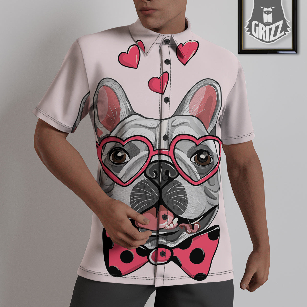 Pug With Glasses Cute Print Cute Untucked Shirts-grizzshop