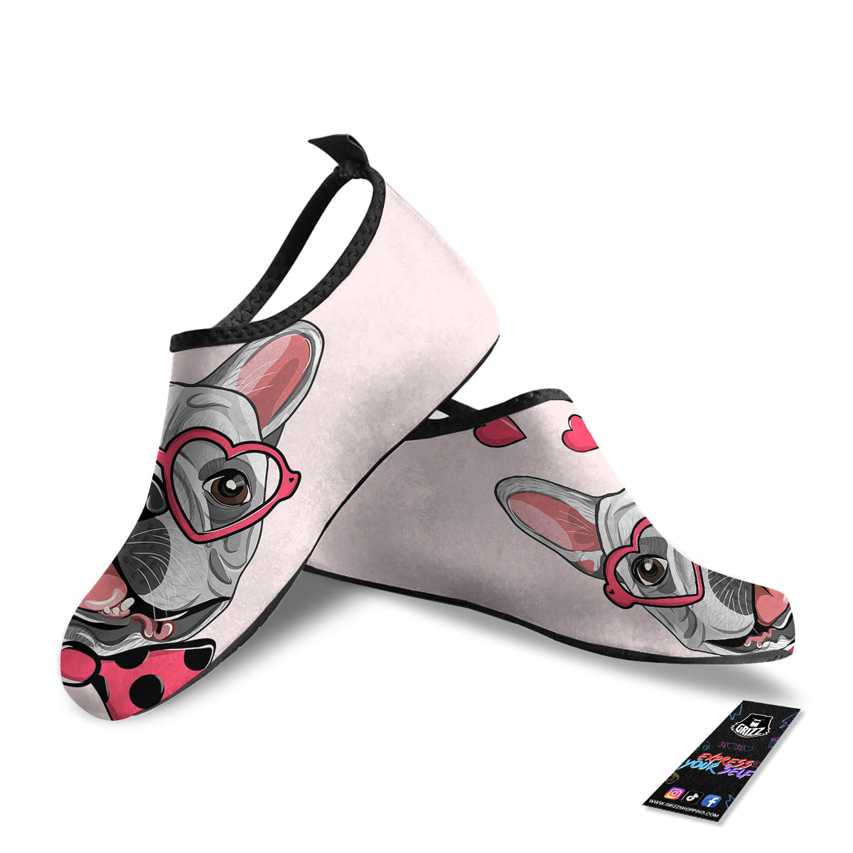 Pug With Glasses Cute Print Cute Water Shoes-grizzshop
