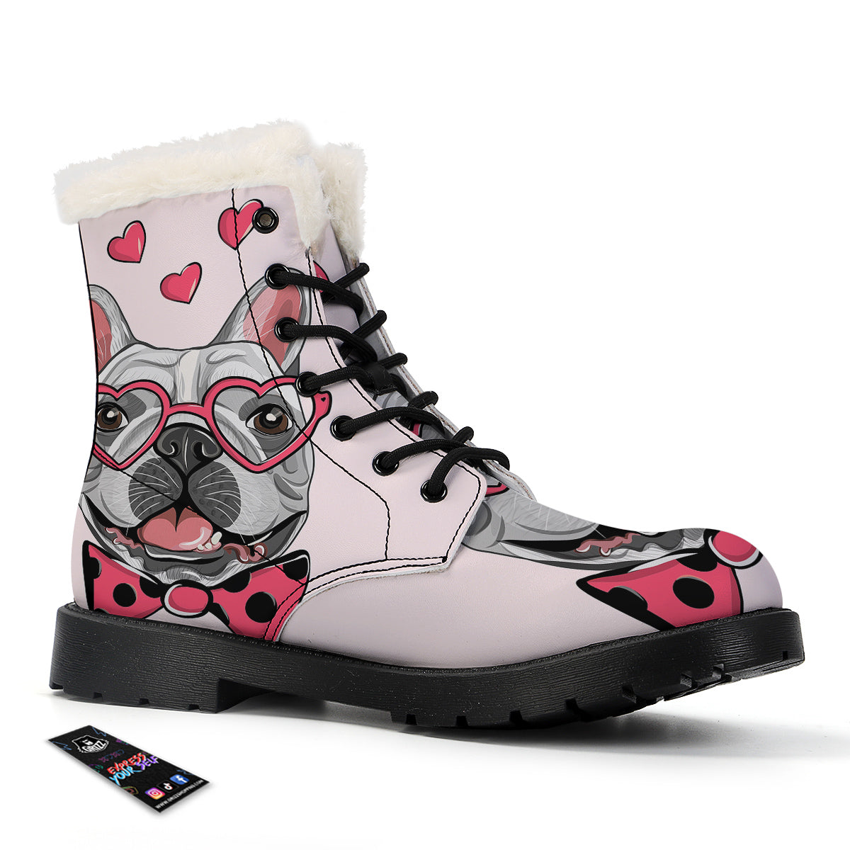 Pug With Glasses Cute Print Cute Winter Boots-grizzshop