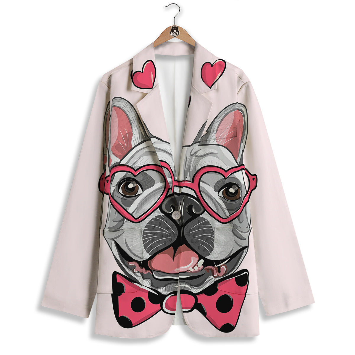 Pug With Glasses Cute Print Cute Women's Blazer-grizzshop