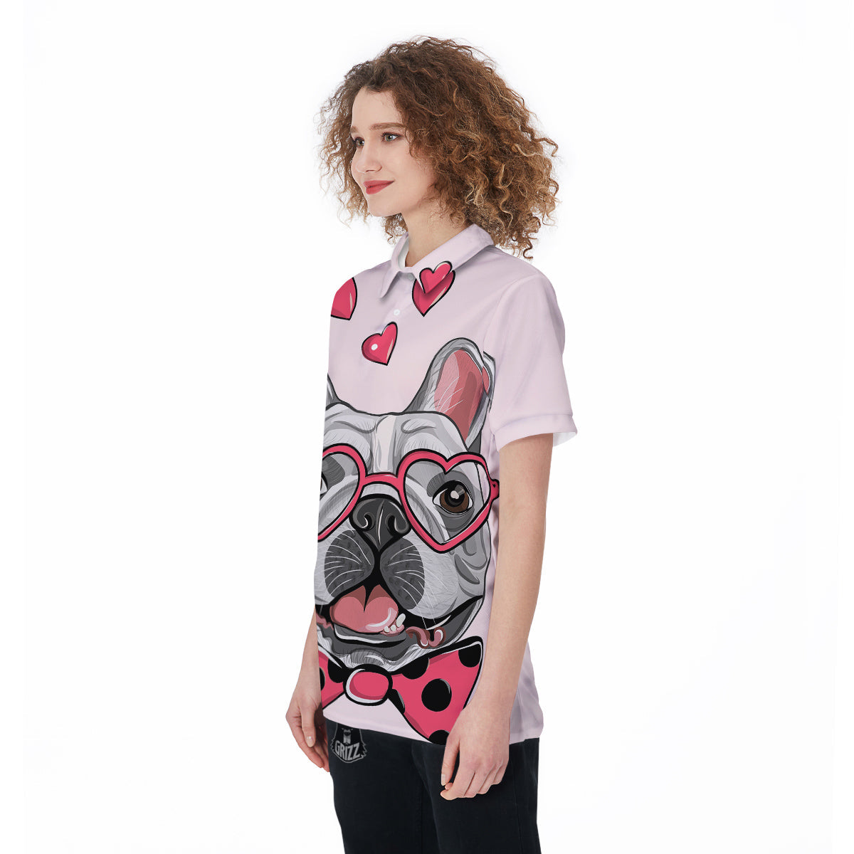 Pug With Glasses Cute Print Cute Women's Golf Shirts-grizzshop