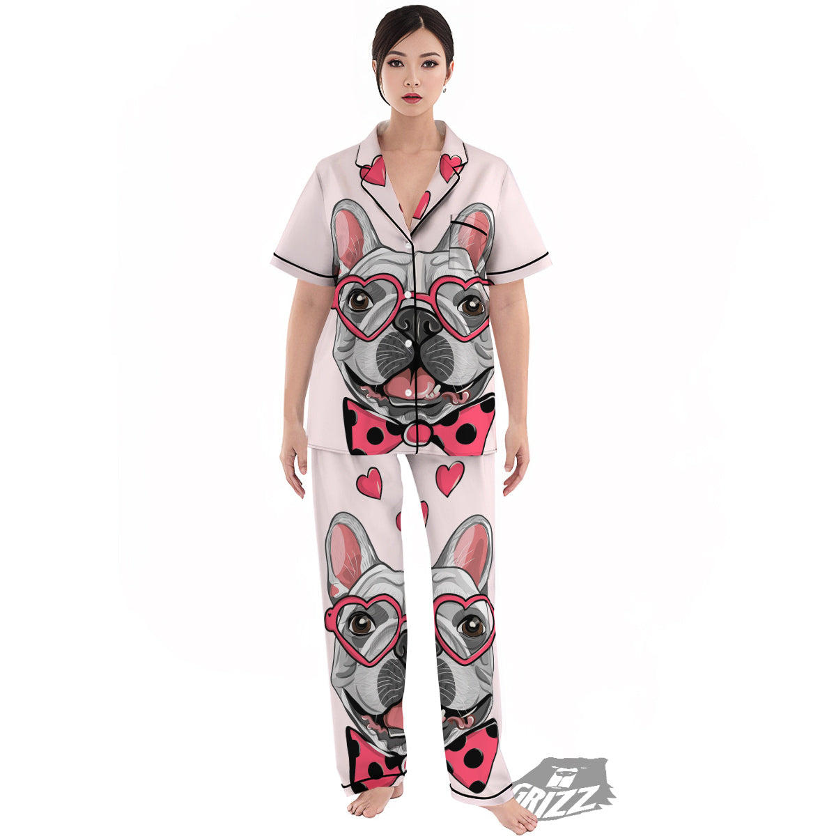 Pug With Glasses Cute Print Cute Women's Pajamas Set-grizzshop