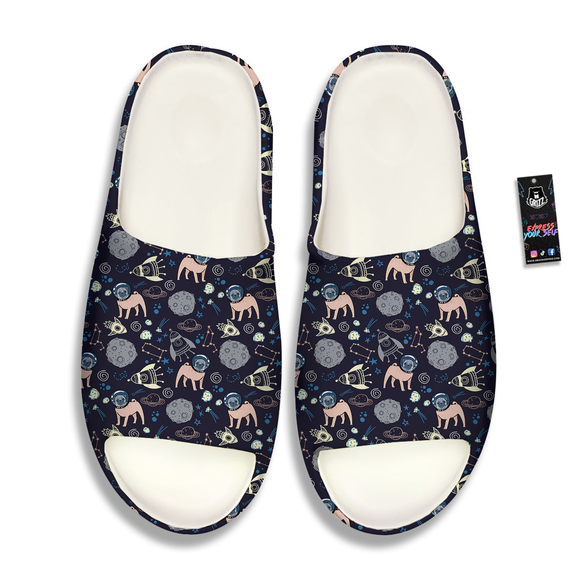 Pug And Astronaut In The Space Print Pattern Sandals-grizzshop