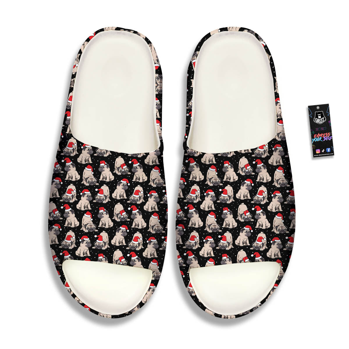 Pug Christmas Santa Print Pattern Sandals-grizzshop