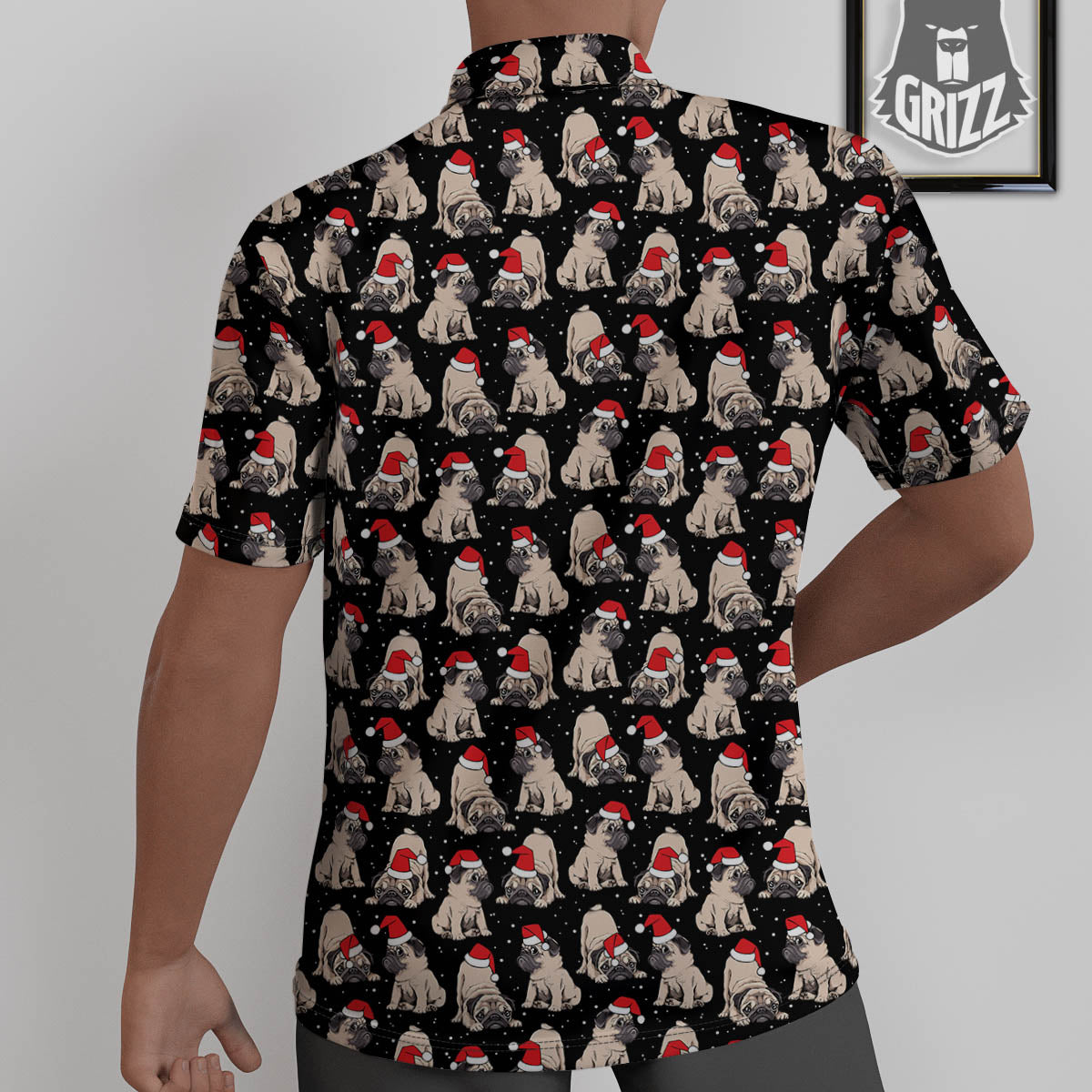 Pug Christmas Santa Print Pattern Untucked Shirts-grizzshop