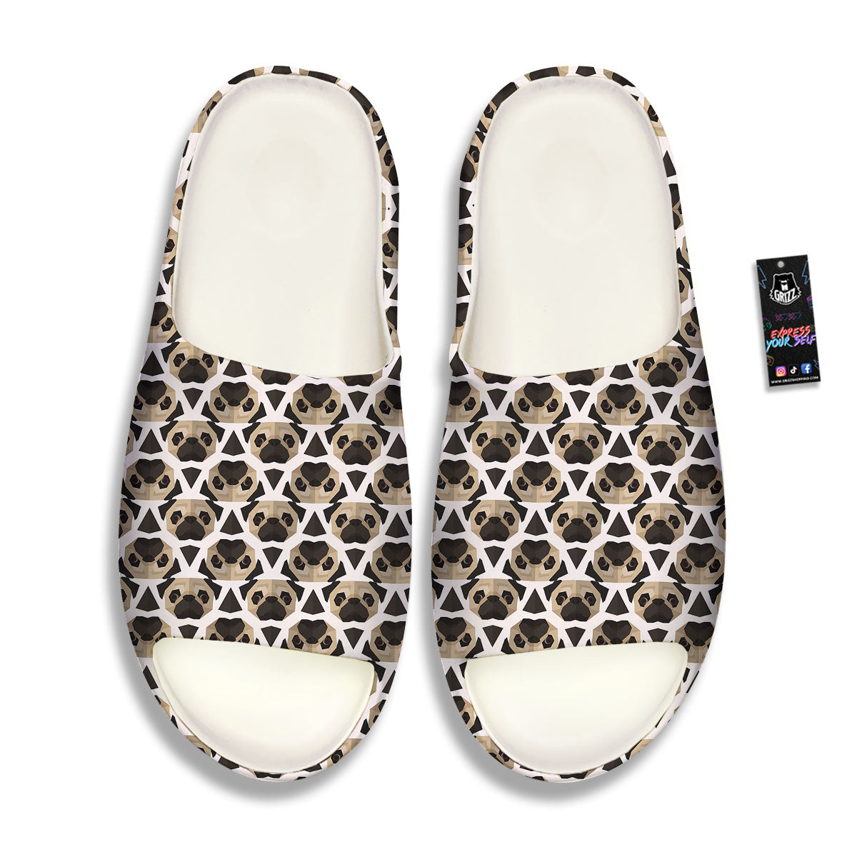 Pug Geometric Print Pattern Sandals-grizzshop