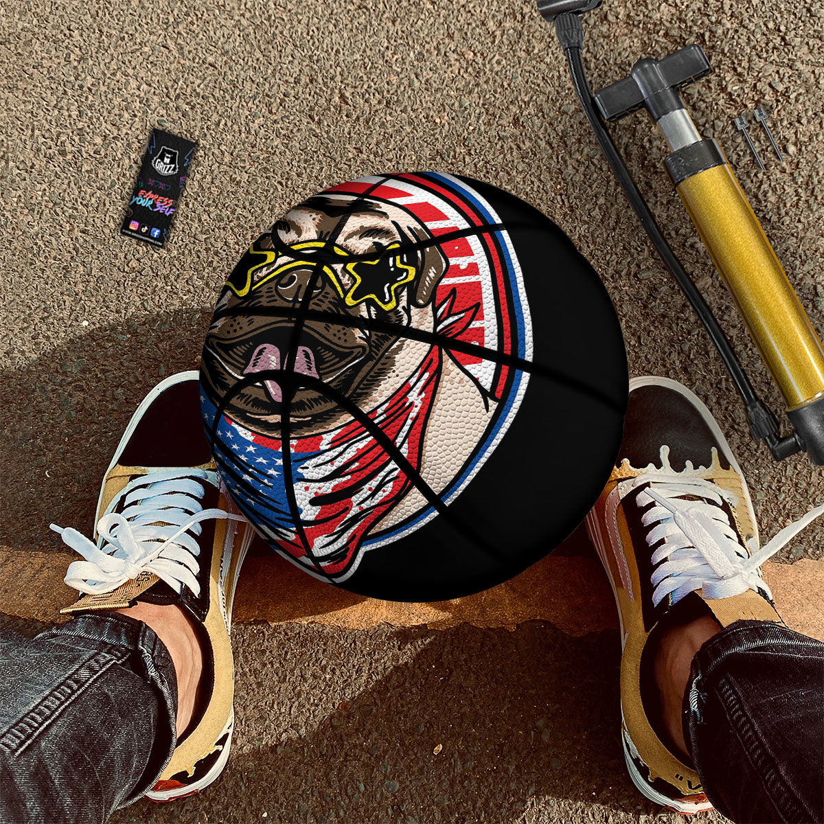 Pug Hipster Print Basketball