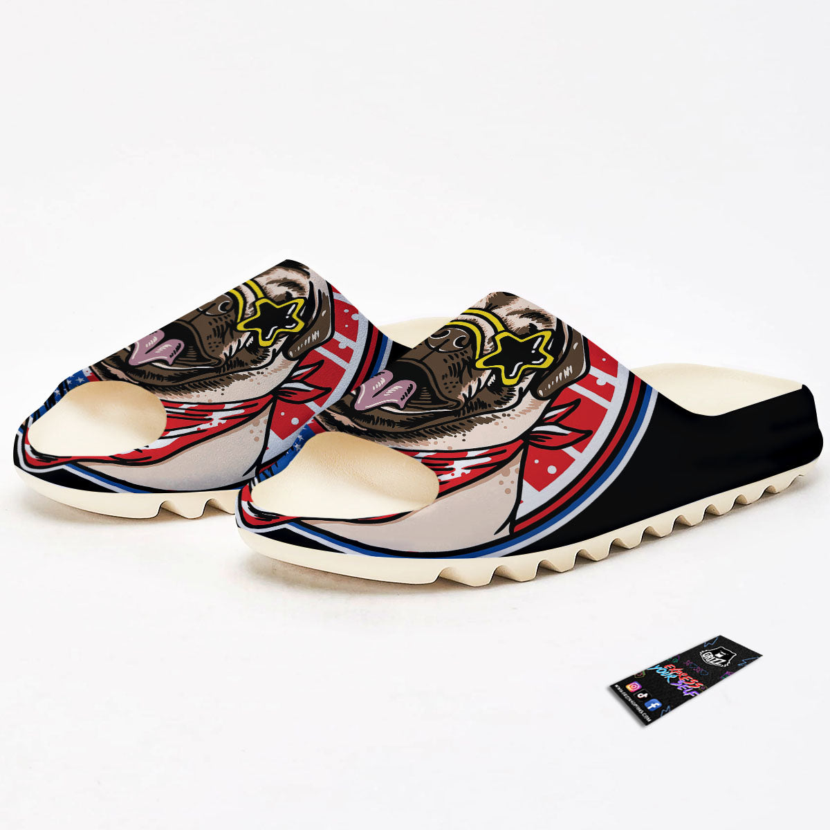 Pug Hipster Print Sandals-grizzshop