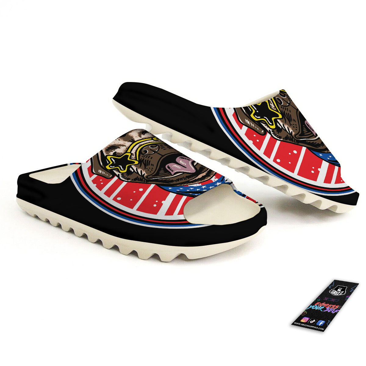Pug Hipster Print Sandals-grizzshop
