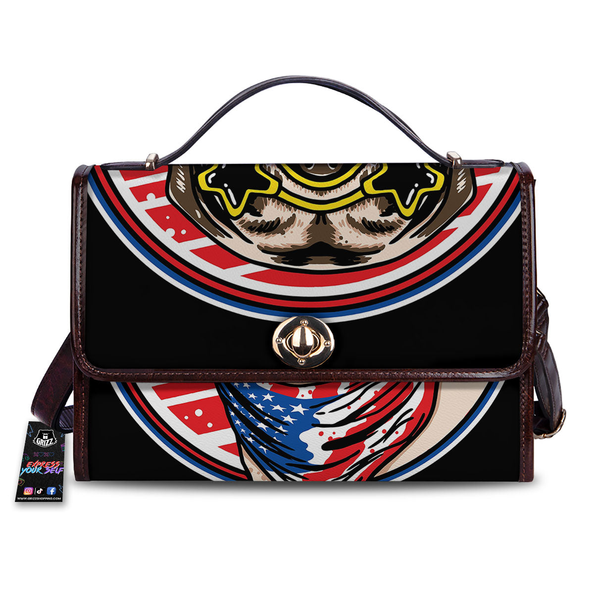 Pug Hipster Print Women's Satchel Bag