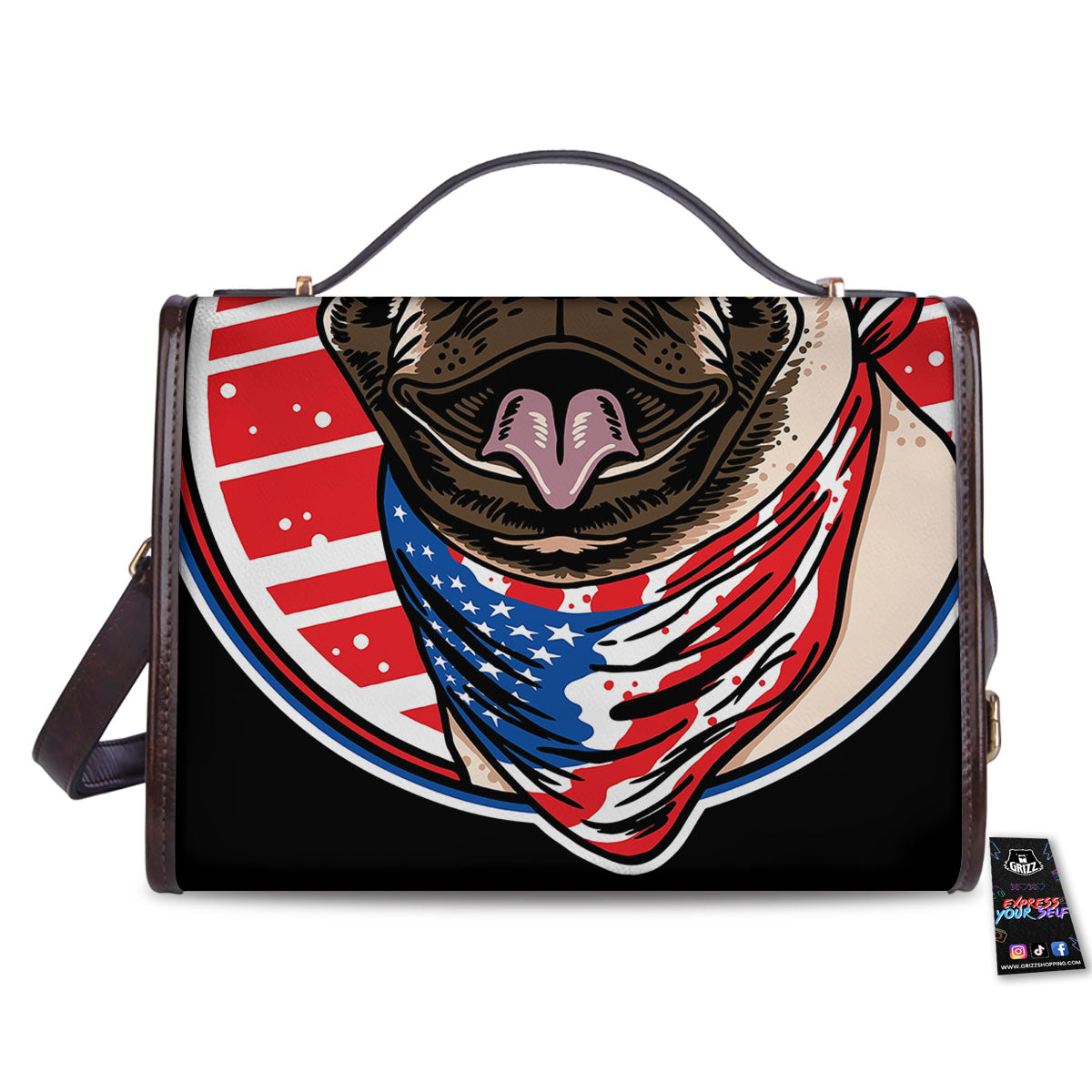 Pug Hipster Print Women's Satchel Bag