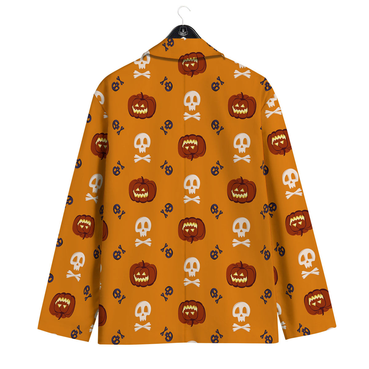 Pumkin And Skull Halloween Print Pattern Men's Sport Coat-grizzshop