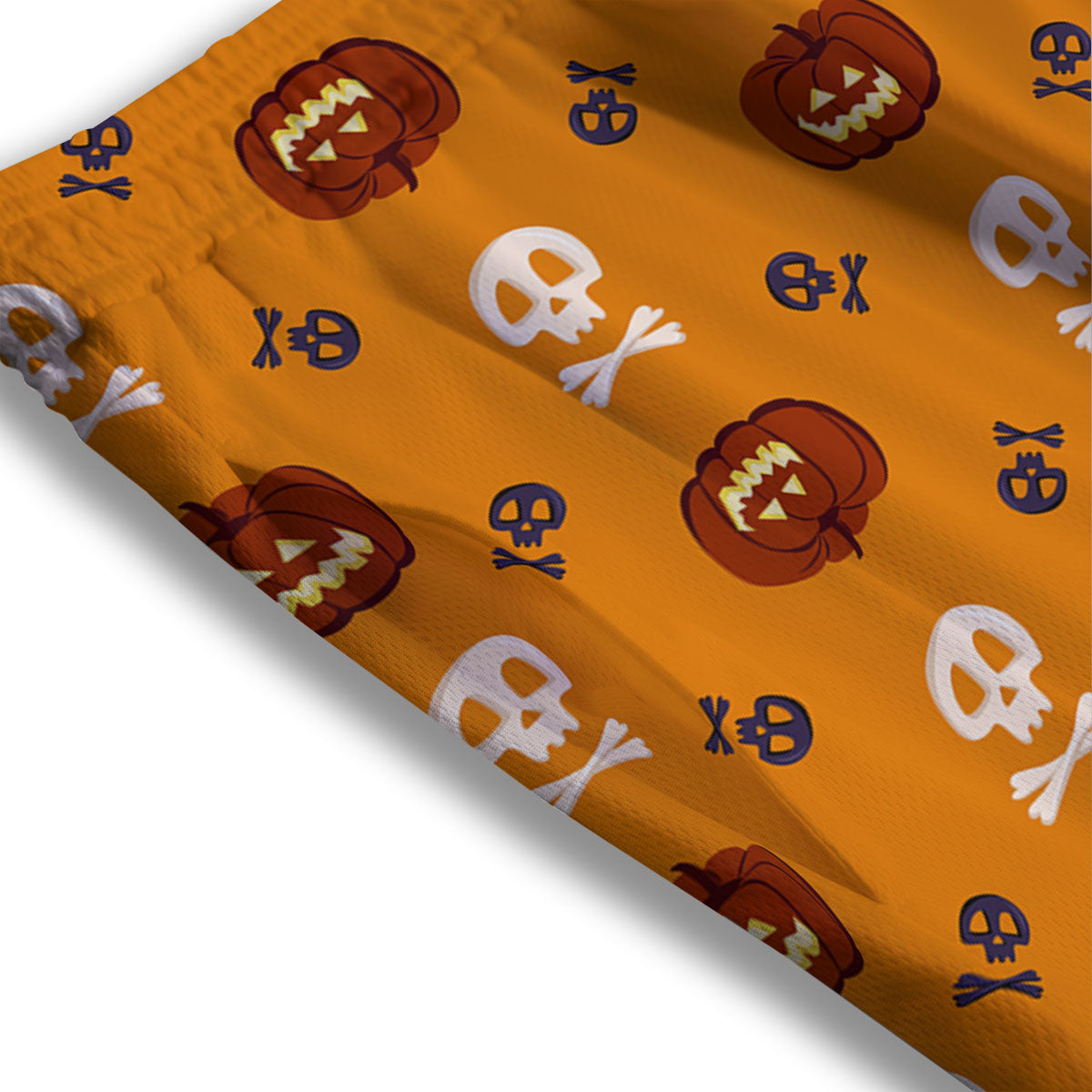 Pumkin And Skull Halloween Print Pattern Mesh Shorts
